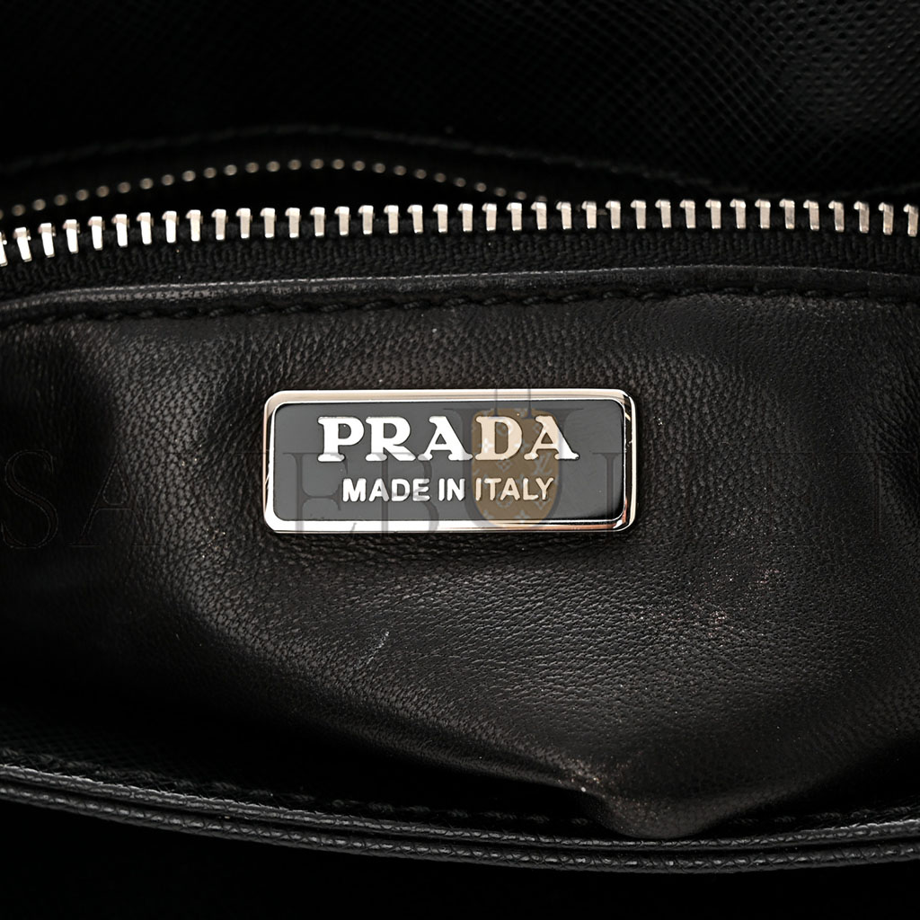 PRADA SAFFIANO TESSUTO NYLON CHAIN SHOULDER BAG BLACK (24*15*5cm) PRADA SAFFIANO TESSUTO NYLON CHAIN SHOULDER BAG BLACK (24*15*5cm)