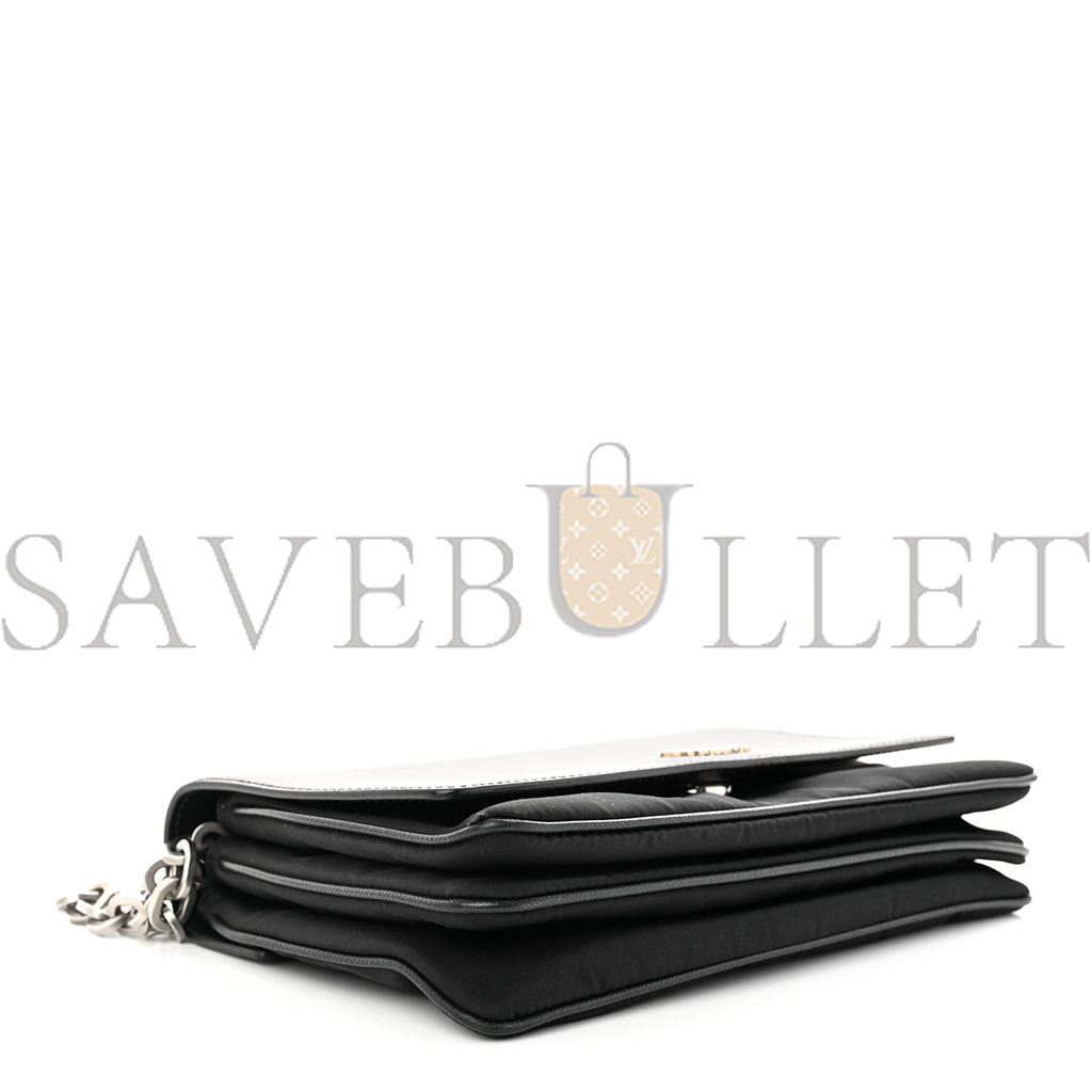 PRADA SAFFIANO TESSUTO NYLON CHAIN SHOULDER BAG BLACK (24*15*5cm) PRADA SAFFIANO TESSUTO NYLON CHAIN SHOULDER BAG BLACK (24*15*5cm)