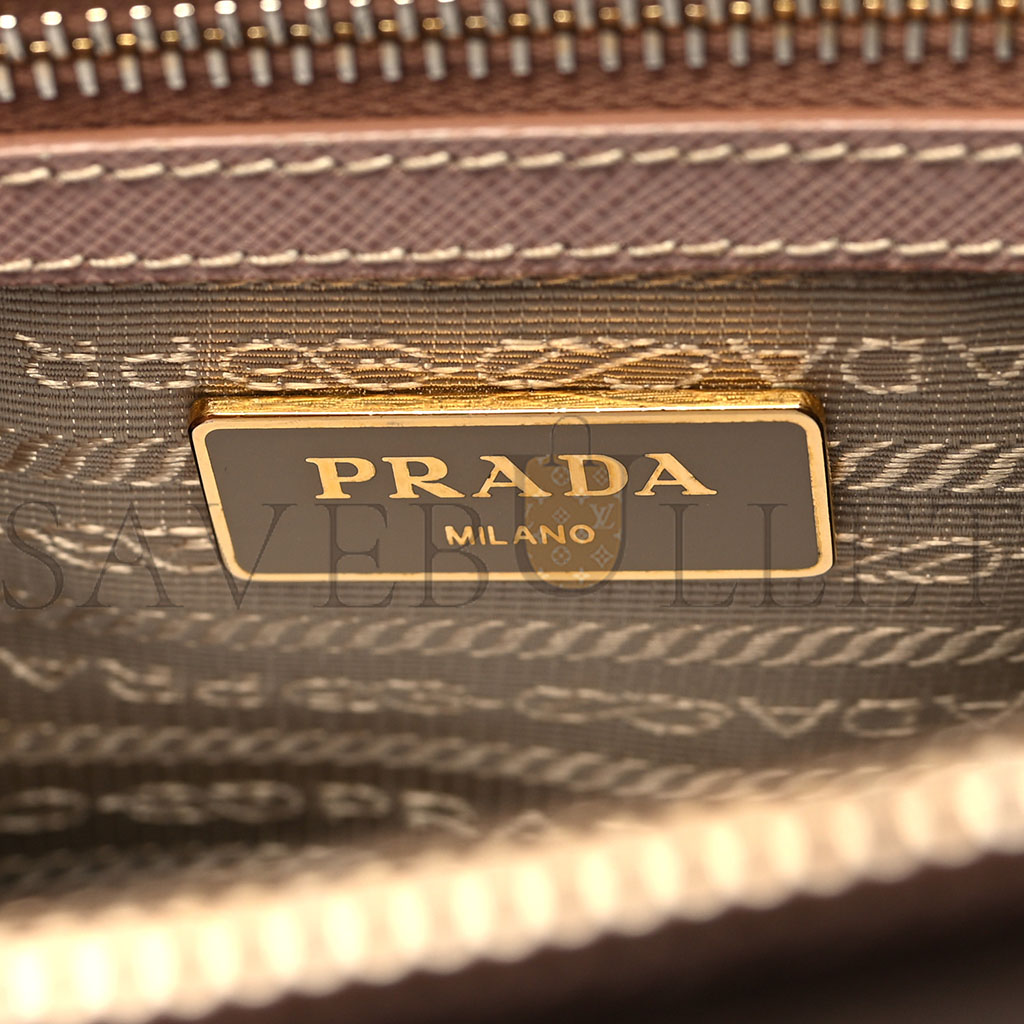 PRADA SAFFIANO SMALL GALLERIA DOUBLE ZIP TOTE CAMMEO (29*20*13cm) PRADA SAFFIANO SMALL GALLERIA DOUBLE ZIP TOTE CAMMEO (29*20*13cm)