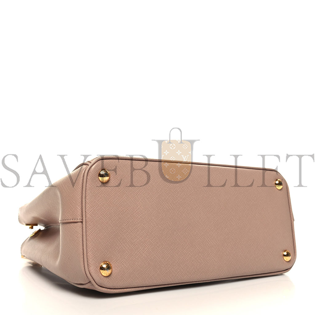 PRADA SAFFIANO SMALL GALLERIA DOUBLE ZIP TOTE CAMMEO (29*20*13cm) PRADA SAFFIANO SMALL GALLERIA DOUBLE ZIP TOTE CAMMEO (29*20*13cm)