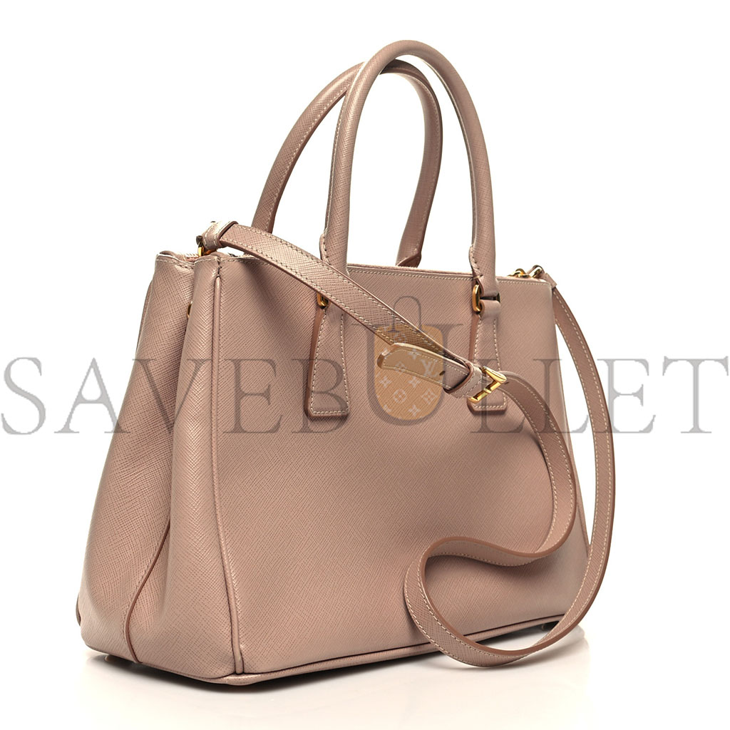 PRADA SAFFIANO SMALL GALLERIA DOUBLE ZIP TOTE CAMMEO (29*20*13cm) PRADA SAFFIANO SMALL GALLERIA DOUBLE ZIP TOTE CAMMEO (29*20*13cm)