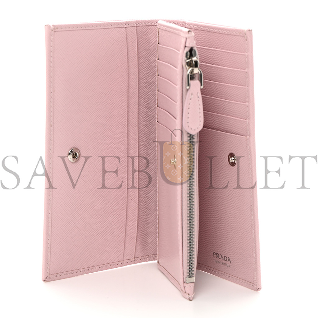 PRADA SAFFIANO TRIANGLE CONTINENTAL ZIP WALLET ALABASTER (16*9*2cm) PRADA SAFFIANO TRIANGLE CONTINENTAL ZIP WALLET ALABASTER (16*9*2cm)