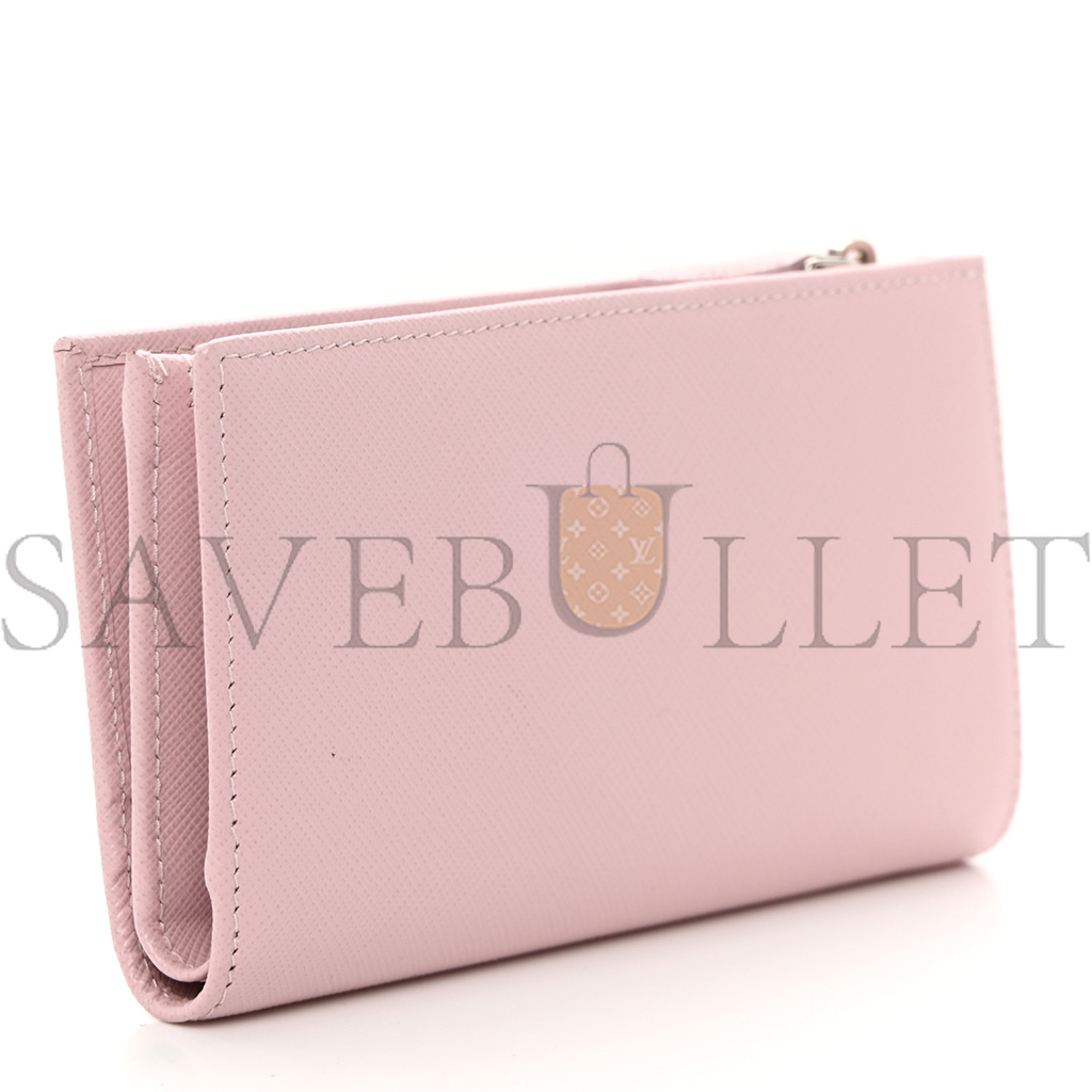 PRADA SAFFIANO TRIANGLE CONTINENTAL ZIP WALLET ALABASTER (16*9*2cm) PRADA SAFFIANO TRIANGLE CONTINENTAL ZIP WALLET ALABASTER (16*9*2cm)