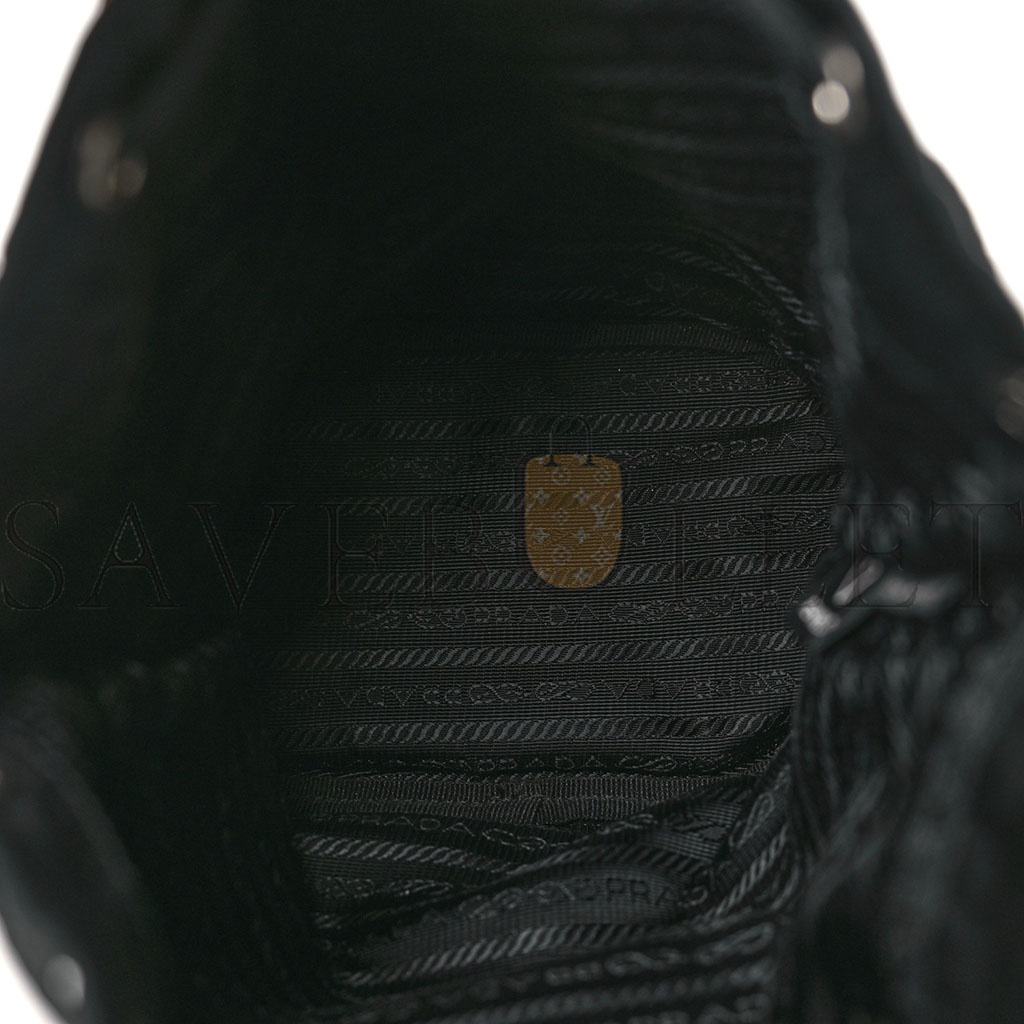 PRADA SAFFIANO TESSUTO NYLON VELA BUCKET WRISTLET BLACK (22*15*10cm) PRADA SAFFIANO TESSUTO NYLON VELA BUCKET WRISTLET BLACK (22*15*10cm)