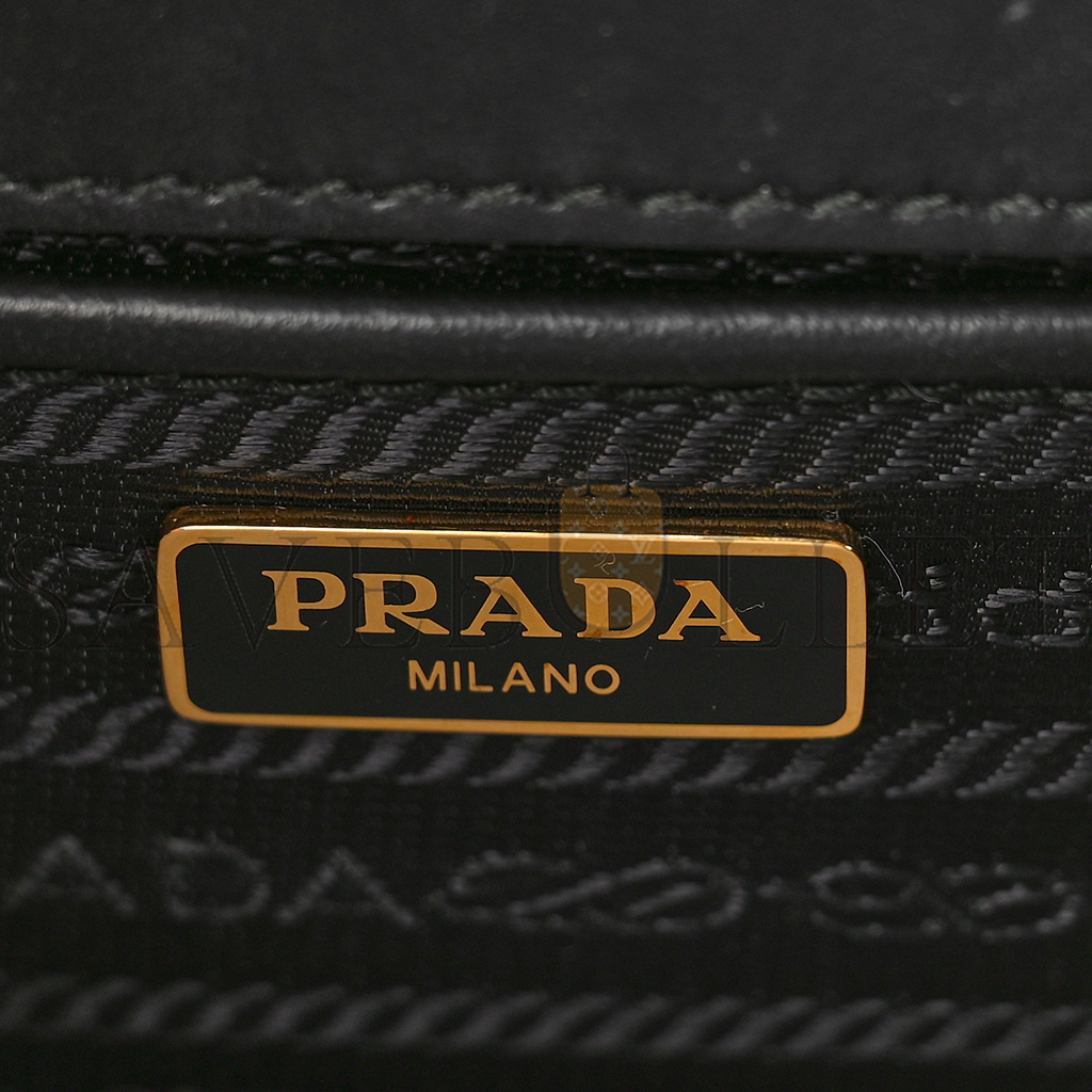 PRADA SAFFIANO SOFT CALFSKIN CHAIN SHOULDER BAG BLACK (20*13*6cm)