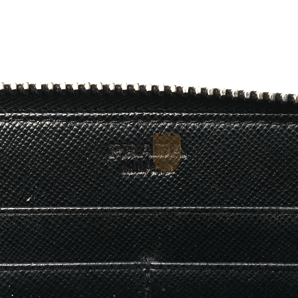 PRADA SAFFIANO METAL ZIP AROUND WALLET BLACK (18*10*2cm) PRADA SAFFIANO METAL ZIP AROUND WALLET BLACK (18*10*2cm)