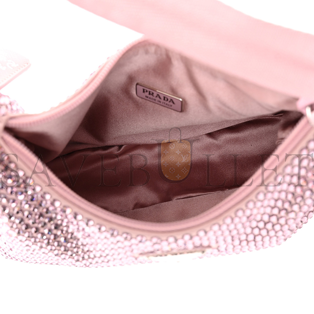PRADA SATIN CRYSTAL MINI RE-EDITION 2000 BAG ALABASTRO (23*17*6cm) PRADA SATIN CRYSTAL MINI RE-EDITION 2000 BAG ALABASTRO (23*17*6cm)