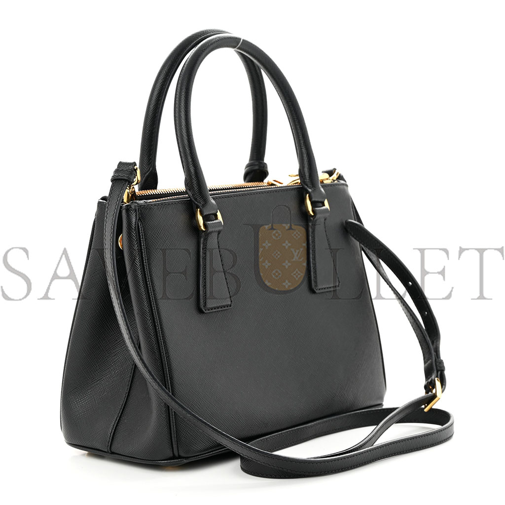 PRADA SAFFIANO MINI GALLERIA DOUBLE ZIP TOTE BLACK (24*17*11cm) PRADA SAFFIANO MINI GALLERIA DOUBLE ZIP TOTE BLACK (24*17*11cm)