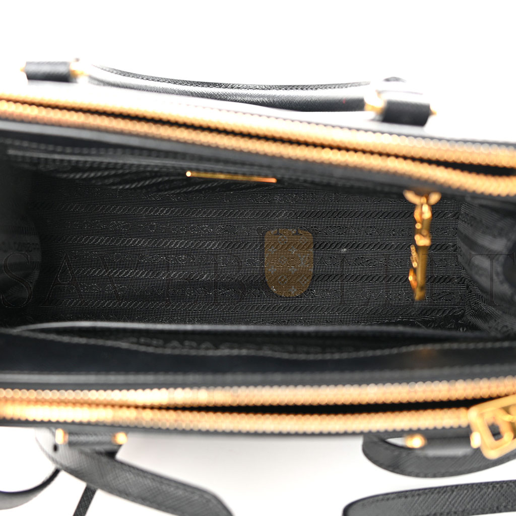 PRADA SAFFIANO MINI GALLERIA DOUBLE ZIP TOTE BLACK (24*17*11cm) PRADA SAFFIANO MINI GALLERIA DOUBLE ZIP TOTE BLACK (24*17*11cm)
