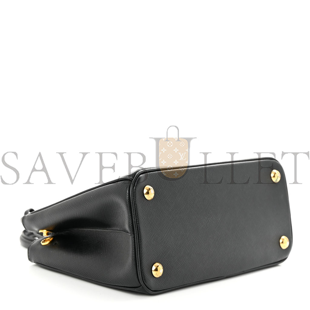 PRADA SAFFIANO MINI GALLERIA DOUBLE ZIP TOTE BLACK (24*17*11cm) PRADA SAFFIANO MINI GALLERIA DOUBLE ZIP TOTE BLACK (24*17*11cm)