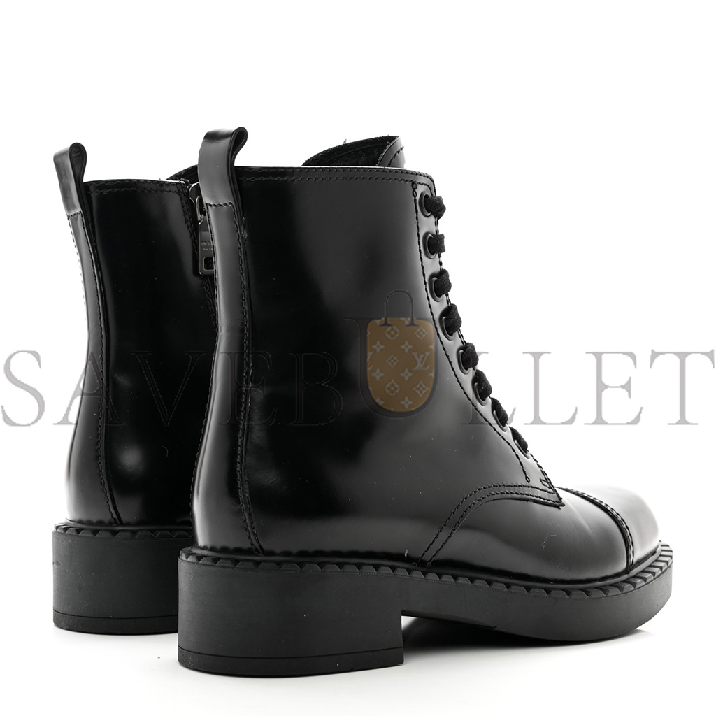 PRADA SPAZZOLATO CHOCOLATE 50MM COMBAT BOOTS 36 BLACK PRADA SPAZZOLATO CHOCOLATE 50MM COMBAT BOOTS 36 BLACK