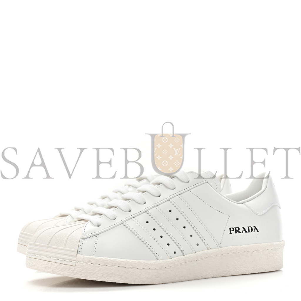 PRADA X ADIDAS CALFSKIN MENS SUPERSTAR 450 LOW TOP SNEAKERS 8 WHITE PRADA X ADIDAS CALFSKIN MENS SUPERSTAR 450 LOW TOP SNEAKERS 8 WHITE