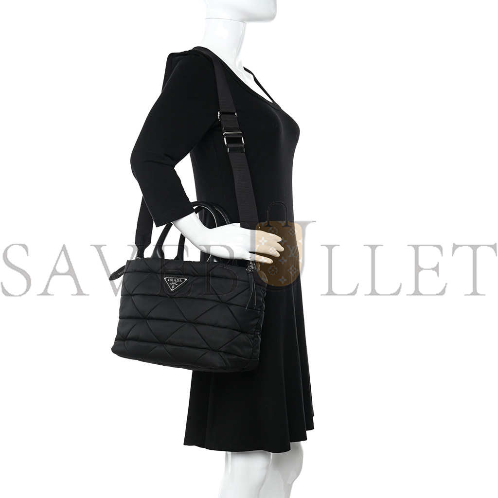 PRADA TESSUTO NYLON TRIANGLE SMALL PADDED TOTE BLACK (28*20*16cm) PRADA TESSUTO NYLON TRIANGLE SMALL PADDED TOTE BLACK (28*20*16cm)