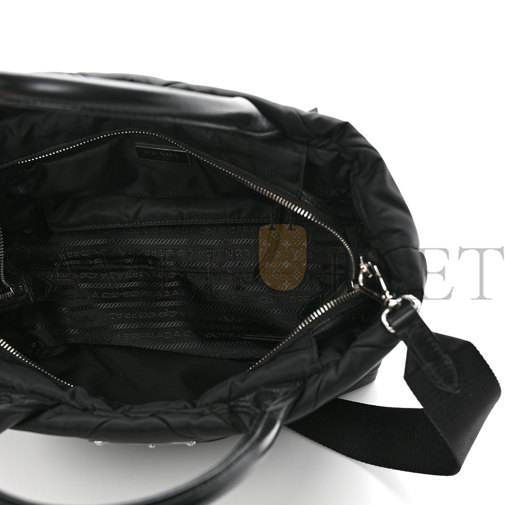 PRADA TESSUTO NYLON TRIANGLE SMALL PADDED TOTE BLACK (28*20*16cm) PRADA TESSUTO NYLON TRIANGLE SMALL PADDED TOTE BLACK (28*20*16cm)