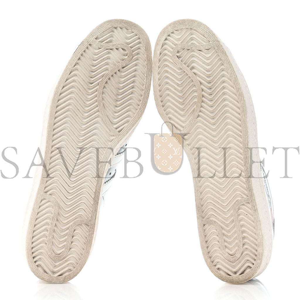 PRADA X ADIDAS BRUSHED CALFSKIN LOGO MENS SUPERSTAR SNEAKERS 6 SILVER WHITE PRADA X ADIDAS BRUSHED CALFSKIN LOGO MENS SUPERSTAR SNEAKERS 6 SILVER WHITE