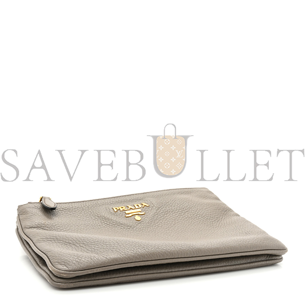 PRADA VITELLO DAINO DOUBLE ZIP CROSSBODY BAG ARGILLA (24*17*2cm) PRADA VITELLO DAINO DOUBLE ZIP CROSSBODY BAG ARGILLA (24*17*2cm)
