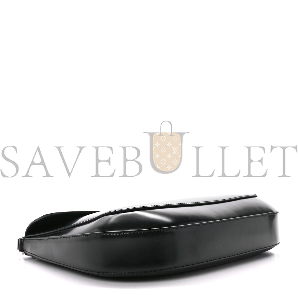 PRADA SPAZZOLATO CLEO FLAP SHOULDER BAG BLACK (22*17*3cm) PRADA SPAZZOLATO CLEO FLAP SHOULDER BAG BLACK (22*17*3cm)