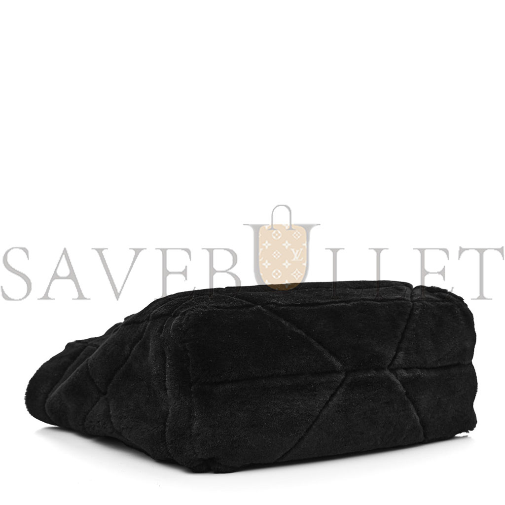 PRADA SHEARLING MONOTONE LOGO TOTE BLACK WHITE (34*33*13cm) PRADA SHEARLING MONOTONE LOGO TOTE BLACK WHITE (34*33*13cm)