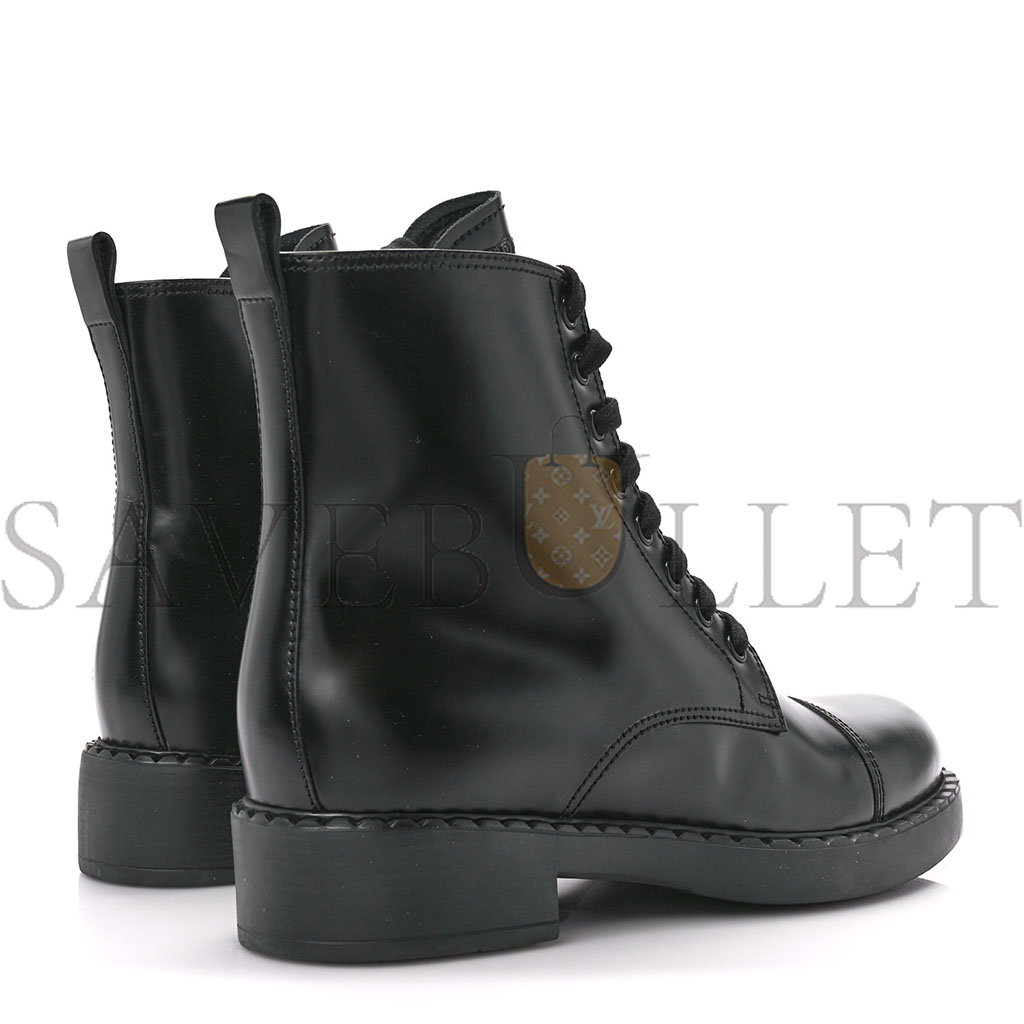 PRADA SPAZZOLATO CHOCOLATE 50MM COMBAT BOOTS 40 BLACK PRADA SPAZZOLATO CHOCOLATE 50MM COMBAT BOOTS 40 BLACK