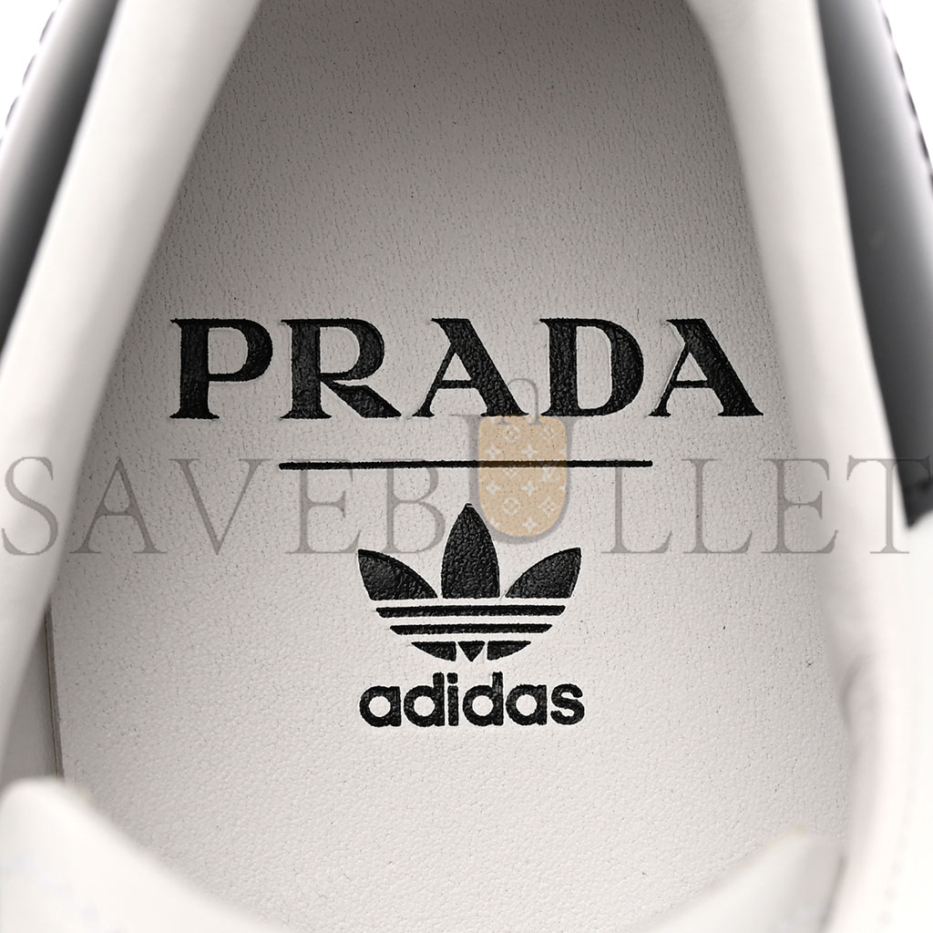 PRADA X ADIDAS BRUSHED CALFSKIN LOGO MENS SUPERSTAR SNEAKERS 7.5 WHITE BLACK PRADA X ADIDAS BRUSHED CALFSKIN LOGO MENS SUPERSTAR SNEAKERS 7.5 WHITE BLACK