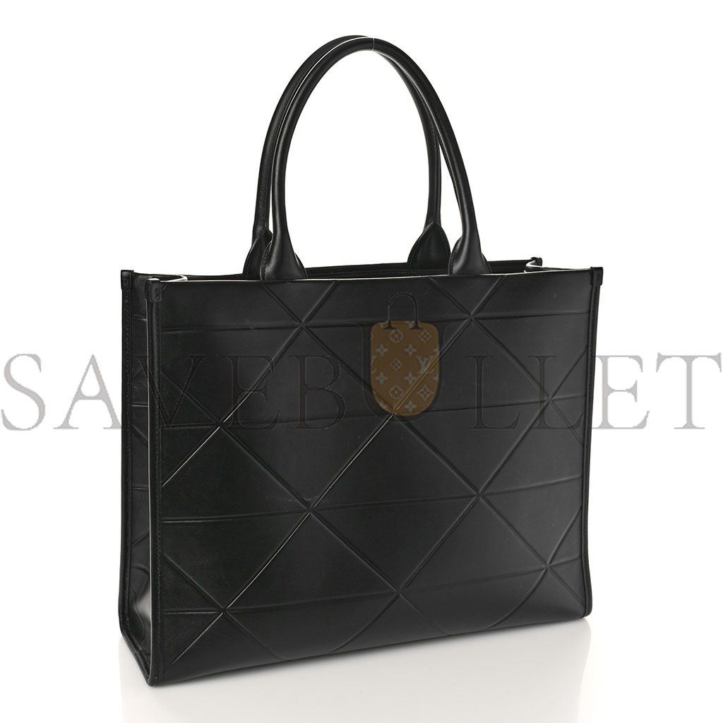 PRADA SOFT CALFSKIN TRIANGOLO SYMBOLE EMBOSSED MEDIUM TOTE BLACK (35*27*11cm) PRADA SOFT CALFSKIN TRIANGOLO SYMBOLE EMBOSSED MEDIUM TOTE BLACK (35*27*11cm)