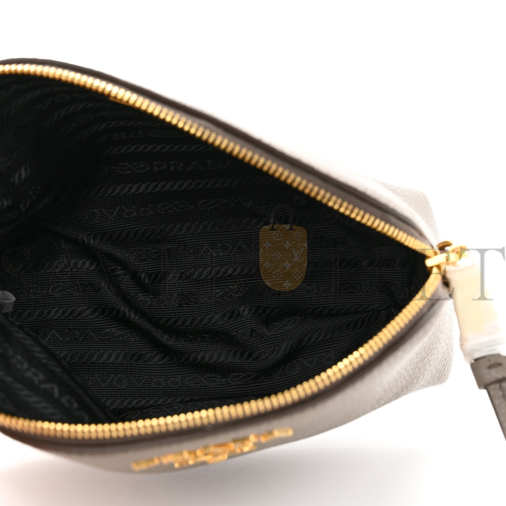 PRADA VITELLO DAINO COSMETIC POUCH ARGILLA (17*11*7cm) PRADA VITELLO DAINO COSMETIC POUCH ARGILLA (17*11*7cm)