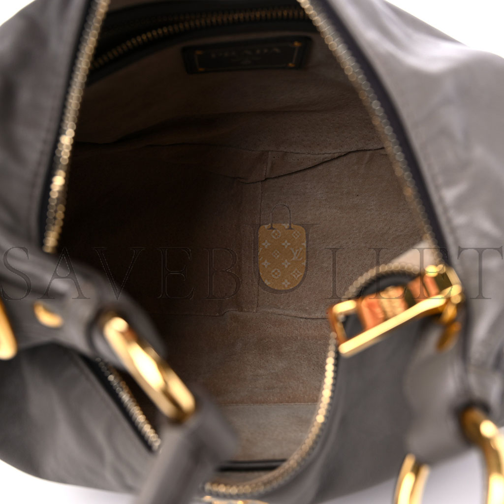 PRADA SOFT CALF HOBO BAMBU GREY (32*29*14cm) PRADA SOFT CALF HOBO BAMBU GREY (32*29*14cm)