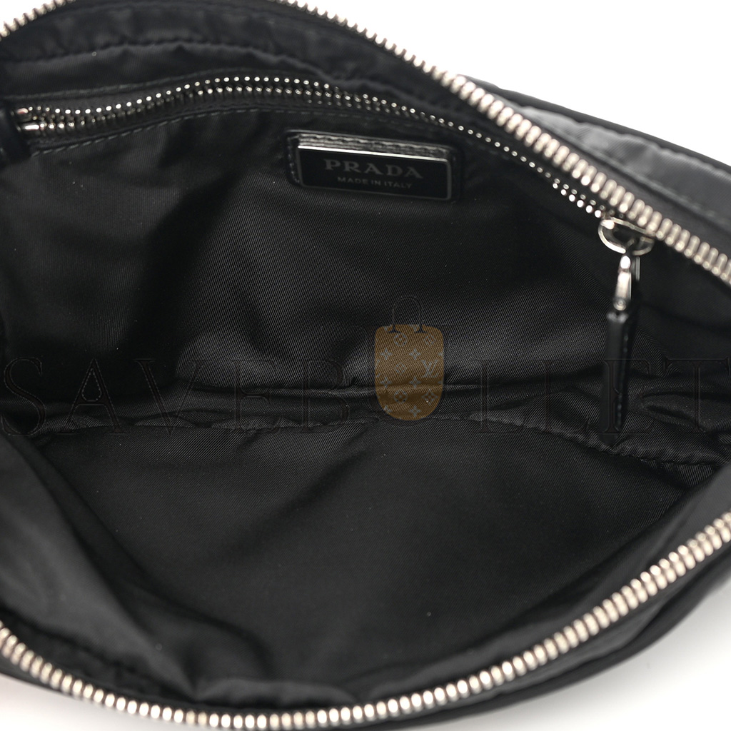 PRADA TESSUTO RE-NYLON LOGO PRINT BELT BAG BLACK (22*13*6cm) PRADA TESSUTO RE-NYLON LOGO PRINT BELT BAG BLACK (22*13*6cm)