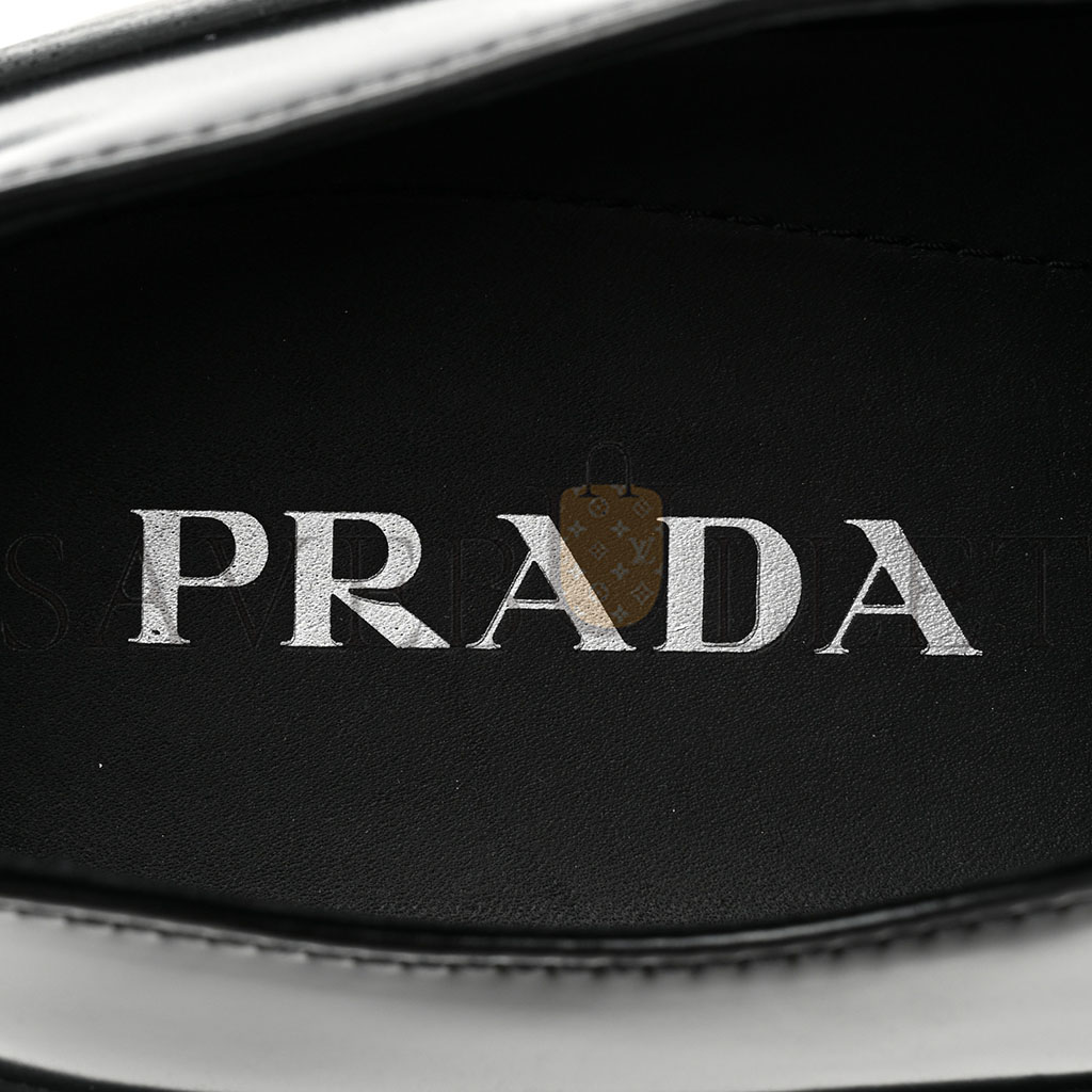 PRADA SPAZZOLATO MENS LACE UP 45MM DERBY LOAFERS 8 BLACK PRADA SPAZZOLATO MENS LACE UP 45MM DERBY LOAFERS 8 BLACK