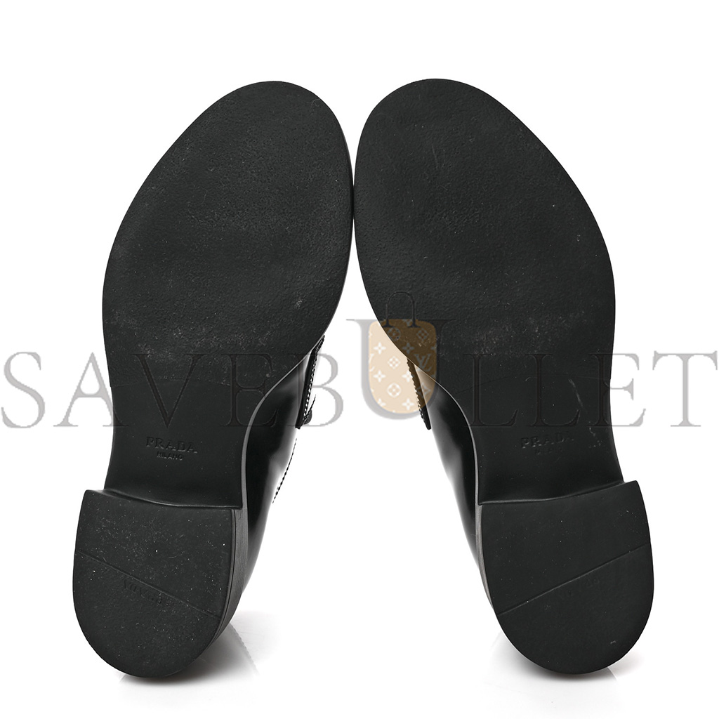 PRADA SPAZZOLATO METAL TRIANGLE LOGO 50MM LOAFERS 36.5 BLACK PRADA SPAZZOLATO METAL TRIANGLE LOGO 50MM LOAFERS 36.5 BLACK