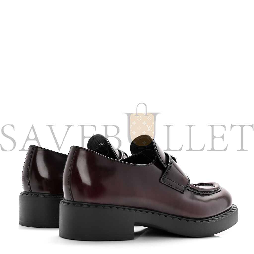 PRADA SPAZZOLATO METAL TRIANGLE LOGO 50MM LOAFERS 39 BRUCIATIO FUME PRADA SPAZZOLATO METAL TRIANGLE LOGO 50MM LOAFERS 39 BRUCIATIO FUME