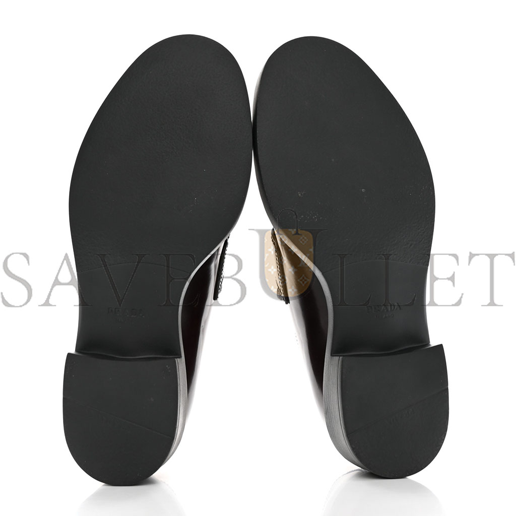 PRADA SPAZZOLATO METAL TRIANGLE LOGO 50MM LOAFERS 39 BRUCIATIO FUME PRADA SPAZZOLATO METAL TRIANGLE LOGO 50MM LOAFERS 39 BRUCIATIO FUME