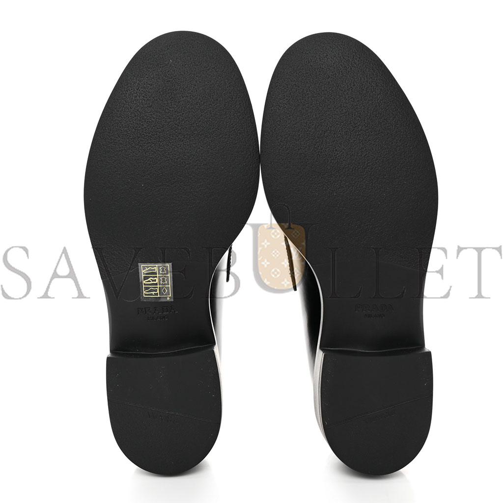 PRADA SPAZZOLATO METAL TRIANGLE LOGO 50MM LOAFERS 37.5 BLACK PRADA SPAZZOLATO METAL TRIANGLE LOGO 50MM LOAFERS 37.5 BLACK