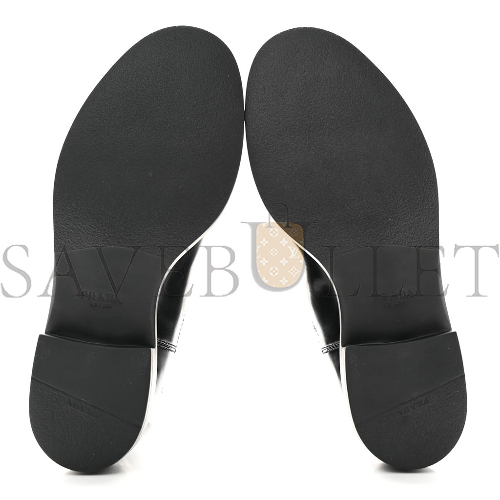 PRADA SPAZZOLATO METAL TRIANGLE LOGO 50MM CHELSEA BOOTS 38 BLACK PRADA SPAZZOLATO METAL TRIANGLE LOGO 50MM CHELSEA BOOTS 38 BLACK