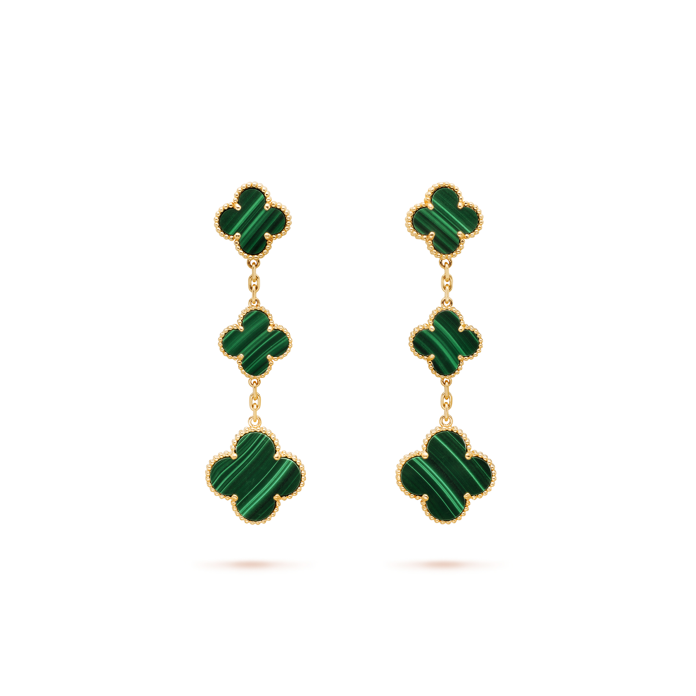 VAN CLEEF ARPELS MAGIC ALHAMBRA EARRINGS, 3 MOTIFS - YELLOW GOLD, MALACHITE VCARO2AG00 VAN CLEEF ARPELS MAGIC ALHAMBRA EARRINGS, 3 MOTIFS - YELLOW GOLD, MALACHITE VCARO2AG00