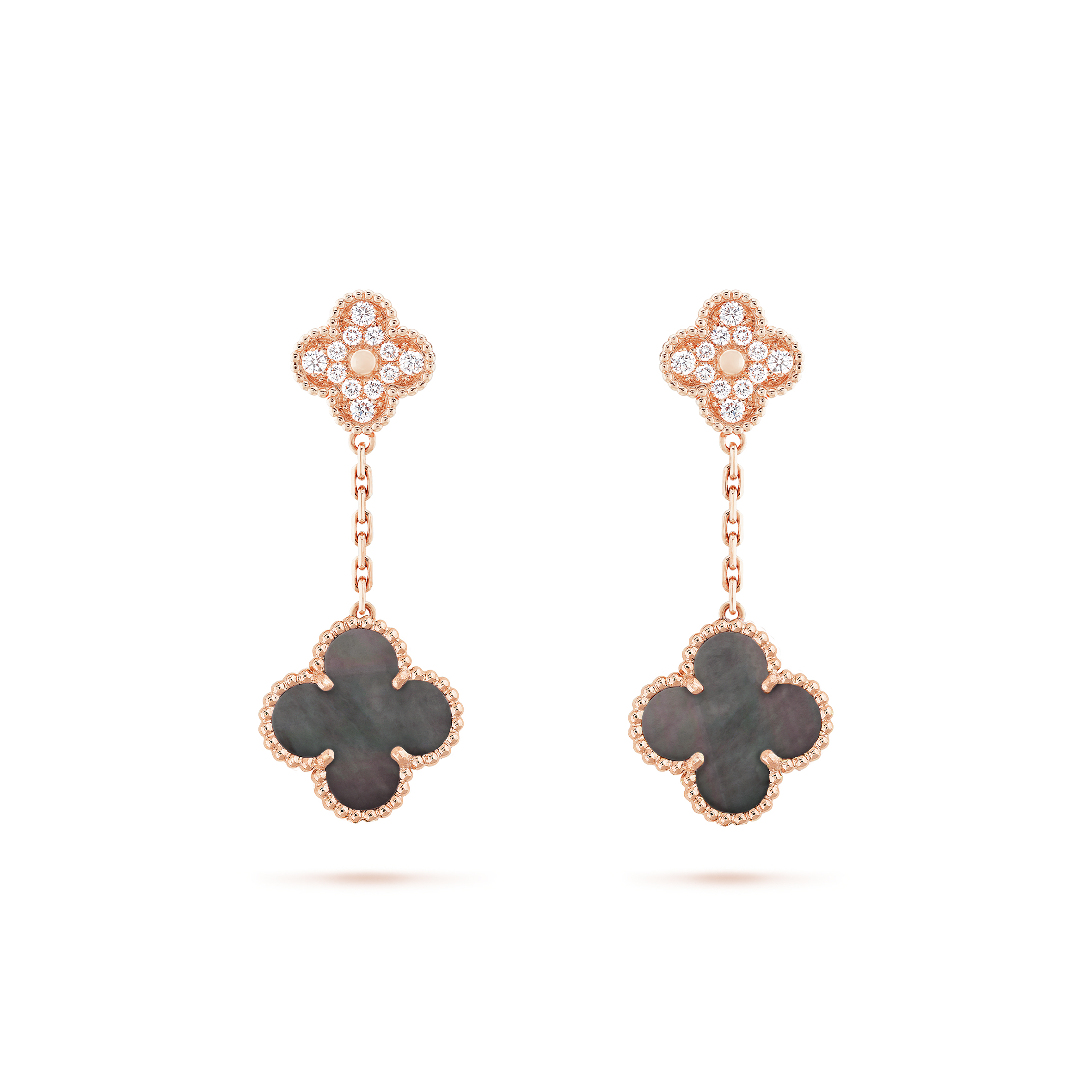VAN CLEEF ARPELS MAGIC ALHAMBRA EARRINGS, 2 MOTIFS - ROSE GOLD, DIAMOND, MOTHER-OF-PEARL VCARP2R200 VAN CLEEF ARPELS MAGIC ALHAMBRA EARRINGS, 2 MOTIFS - ROSE GOLD, DIAMOND, MOTHER-OF-PEARL VCARP2R200