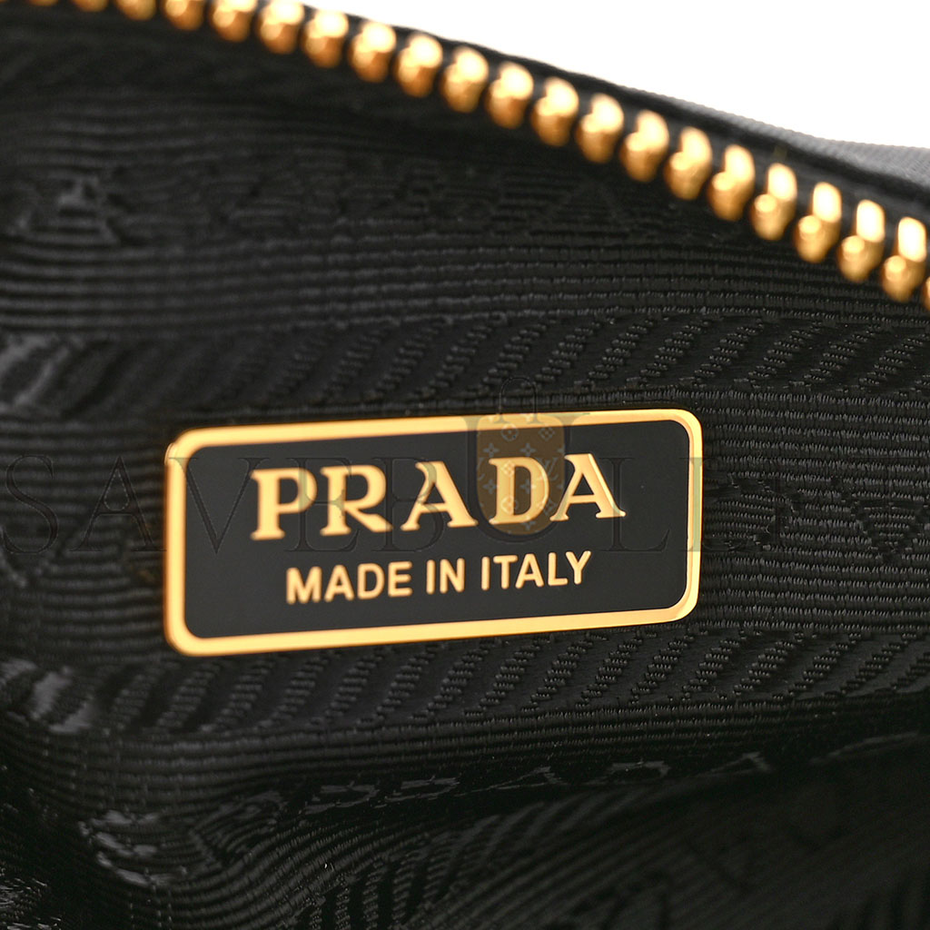 PRADA TESSUTO NYLON BRUSHED CALFSKIN RE-EDITION 2002 SHOULDER BAG BLACK (24*11*6cm) PRADA TESSUTO NYLON BRUSHED CALFSKIN RE-EDITION 2002 SHOULDER BAG BLACK (24*11*6cm)