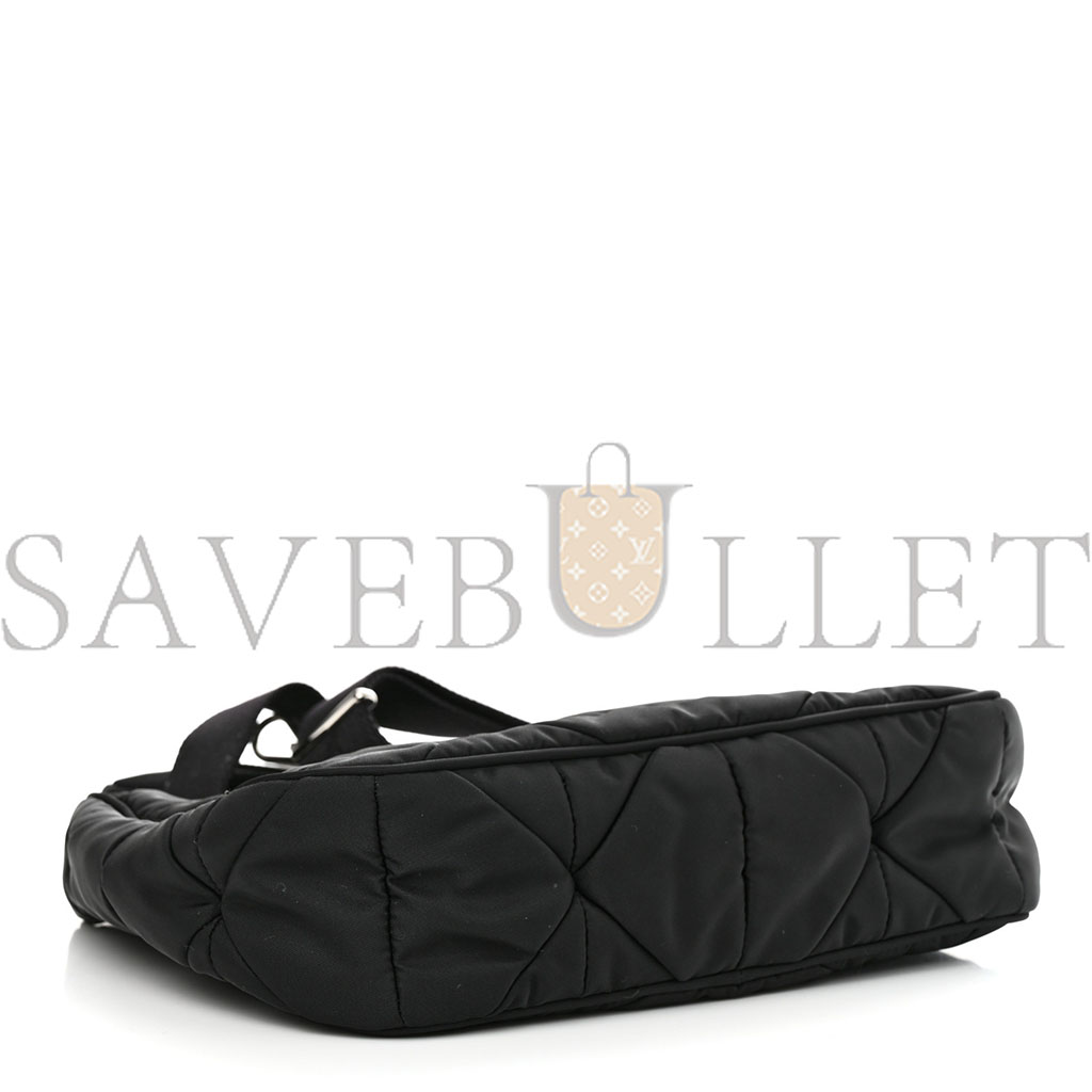 PRADA TESSUTO NYLON QUILTED PATCHWORK RE-EDITION HOBO BAG BLACK (24*20*7cm) PRADA TESSUTO NYLON QUILTED PATCHWORK RE-EDITION HOBO BAG BLACK (24*20*7cm)