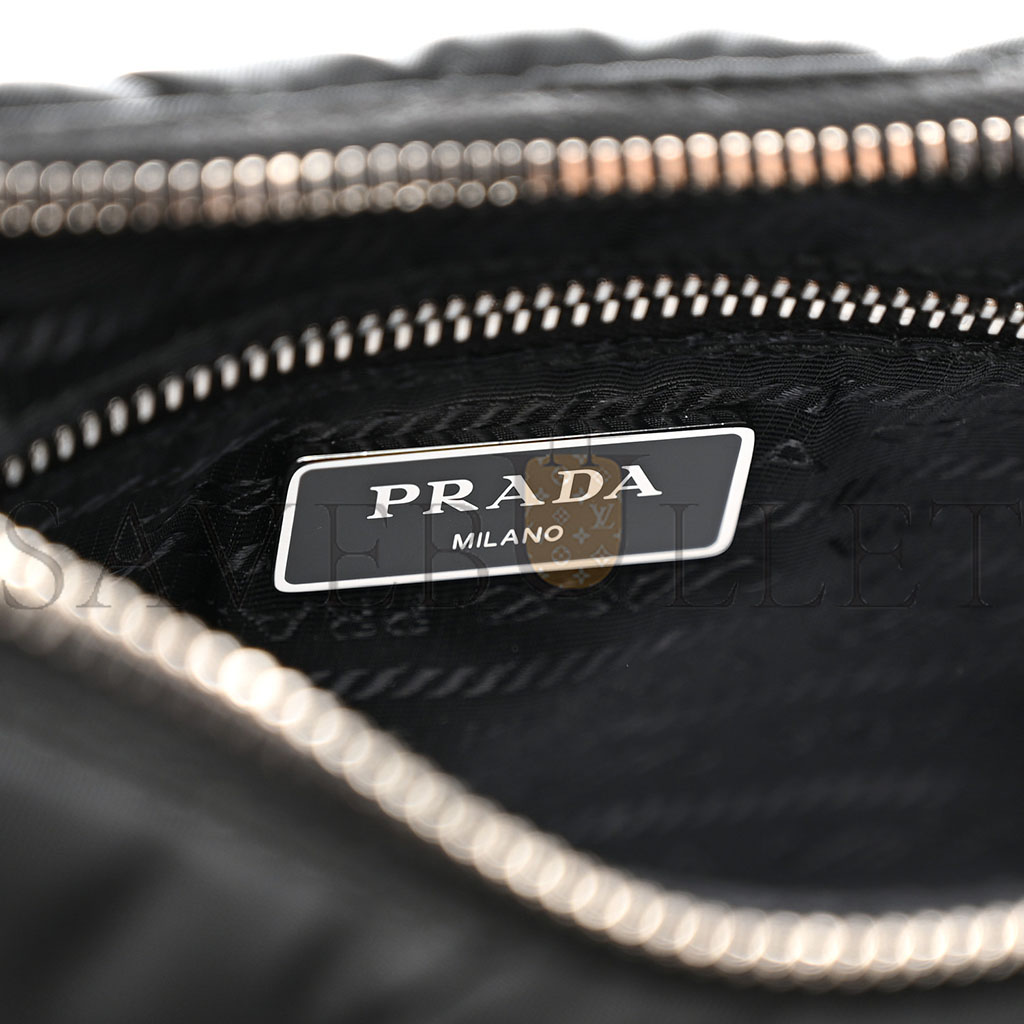 PRADA TESSUTO NYLON QUILTED PATCHWORK RE-EDITION HOBO BAG BLACK (24*20*7cm) PRADA TESSUTO NYLON QUILTED PATCHWORK RE-EDITION HOBO BAG BLACK (24*20*7cm)