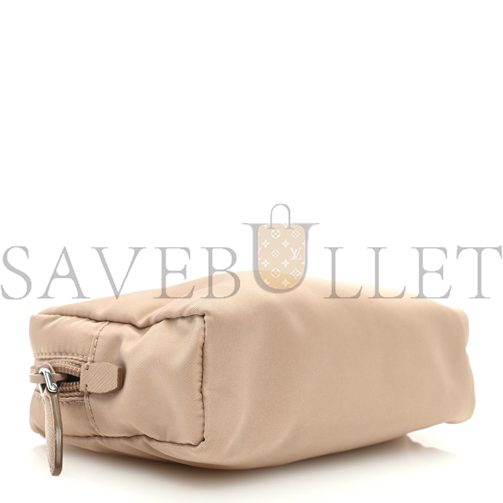 PRADA TESSUTO NYLON SAFFIANO WRISTLET CAMMEO (17*11*4cm) PRADA TESSUTO NYLON SAFFIANO WRISTLET CAMMEO (17*11*4cm)