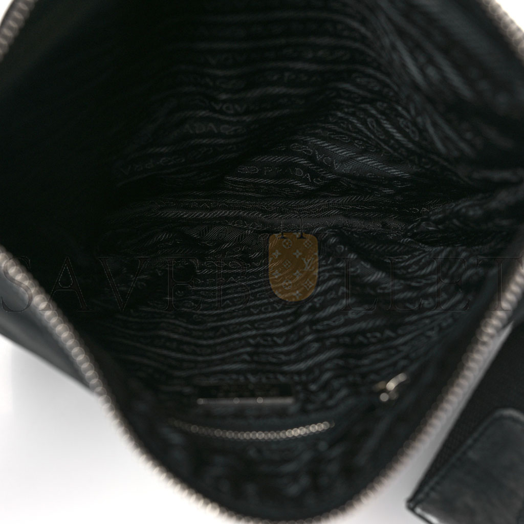 PRADA TESSUTO NYLON SOFT CALF SHOULDER BAG BLACK (32*30*8cm) PRADA TESSUTO NYLON SOFT CALF SHOULDER BAG BLACK (32*30*8cm)