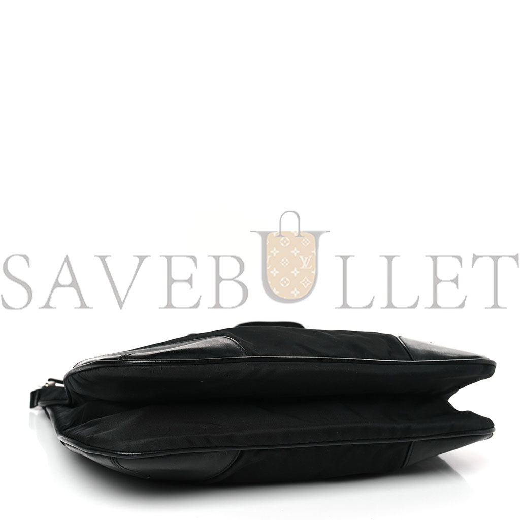 PRADA TESSUTO NYLON SOFT CALF SHOULDER BAG BLACK (32*30*8cm) PRADA TESSUTO NYLON SOFT CALF SHOULDER BAG BLACK (32*30*8cm)