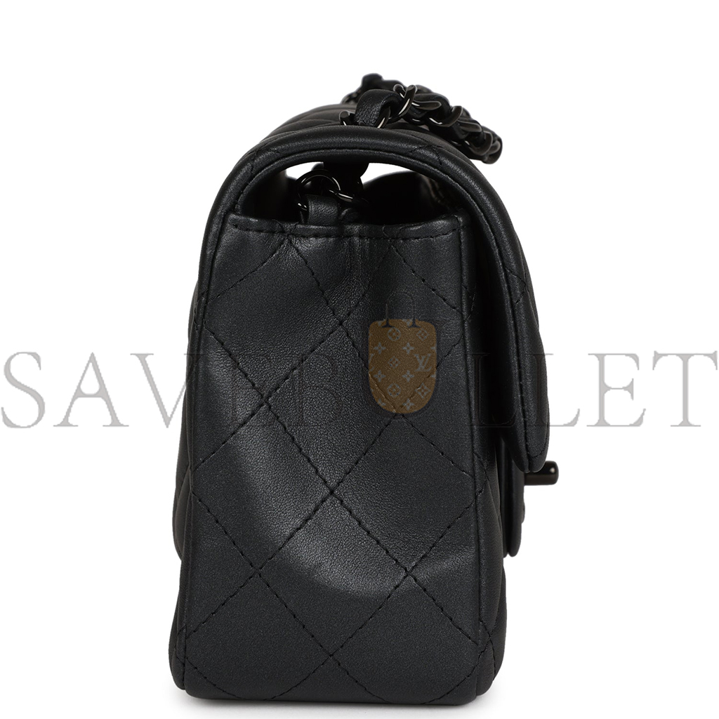 CHANEL MINI RECTANGULAR FLAP SO BLACK IRIDESCENT LAMBSKIN BLACK HARDWARE AP1116 (20*13*6cm) CHANEL MINI RECTANGULAR FLAP SO BLACK IRIDESCENT LAMBSKIN BLACK HARDWARE AP1116 (20*13*6cm)