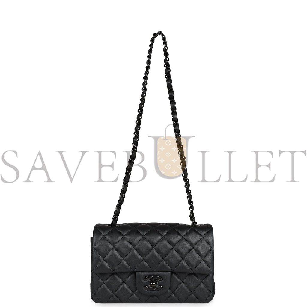 CHANEL MINI RECTANGULAR FLAP SO BLACK IRIDESCENT LAMBSKIN BLACK HARDWARE AP1116 (20*13*6cm) CHANEL MINI RECTANGULAR FLAP SO BLACK IRIDESCENT LAMBSKIN BLACK HARDWARE AP1116 (20*13*6cm)
