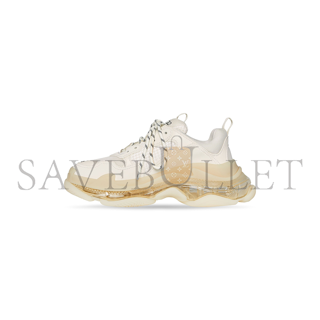 BALENCIAGA WOMEN'S TRIPLE S CLEAR SOLE SNEAKER IN BEIGE 544351W2GA19100 BALENCIAGA WOMEN'S TRIPLE S CLEAR SOLE SNEAKER IN BEIGE 544351W2GA19100