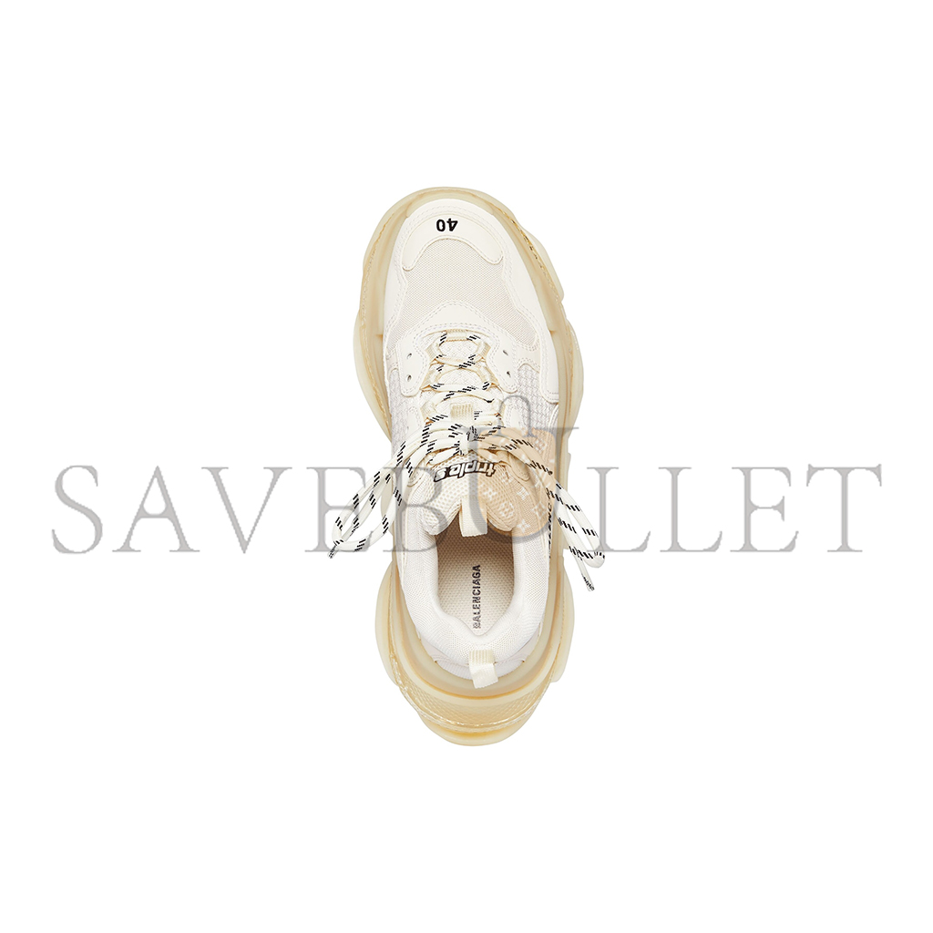 BALENCIAGA WOMEN'S TRIPLE S CLEAR SOLE SNEAKER IN BEIGE 544351W2GA19100 BALENCIAGA WOMEN'S TRIPLE S CLEAR SOLE SNEAKER IN BEIGE 544351W2GA19100
