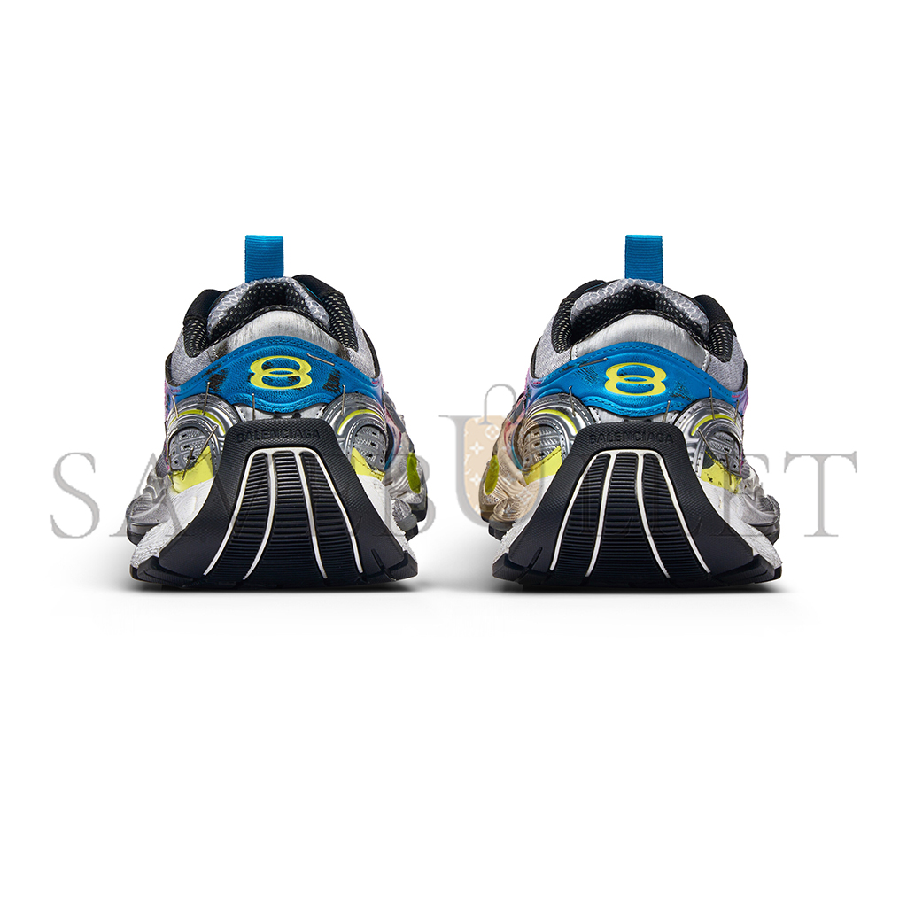 BALENCIAGA WOMEN'S STAPLER SNEAKER IN GREY BLUE PINK NEON YELLOW WHITE 803682W3ST41457 BALENCIAGA WOMEN'S STAPLER SNEAKER IN GREY BLUE PINK NEON YELLOW WHITE 803682W3ST41457