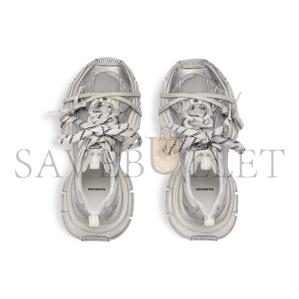 BALENCIAGA MEN'S 3XL SUMMER MESH SNEAKER IN WHITE SILVER 734734WTRMH9080 BALENCIAGA MEN'S 3XL SUMMER MESH SNEAKER IN WHITE SILVER 734734WTRMH9080