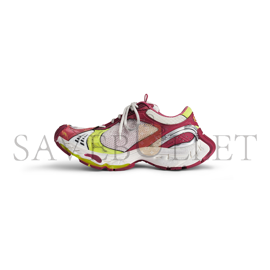 BALENCIAGA MEN'S STAPLER SNEAKER IN WHITE PINK NEON YELLOW SILVER 803682W3ST49571 BALENCIAGA MEN'S STAPLER SNEAKER IN WHITE PINK NEON YELLOW SILVER 803682W3ST49571
