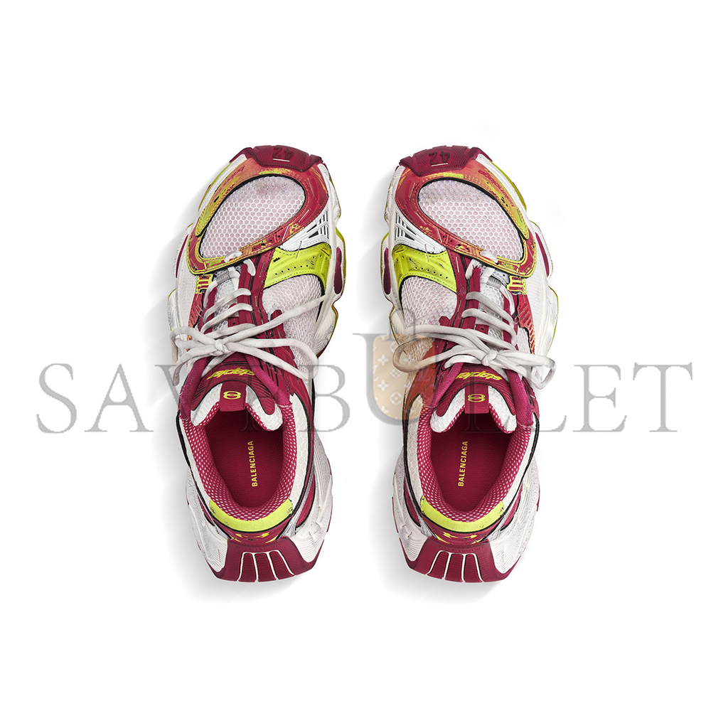 BALENCIAGA MEN'S STAPLER SNEAKER IN WHITE PINK NEON YELLOW SILVER 803682W3ST49571 BALENCIAGA MEN'S STAPLER SNEAKER IN WHITE PINK NEON YELLOW SILVER 803682W3ST49571